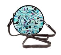 Hnnkloy Música en acuarela, ramas y hojas,Bolso de hombro de piel sintética, bolso cruzado redondo - Bolso circular para mujer