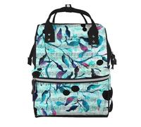 Hnnkloy Música en acuarela, ramas y hojas.Mochila de maternidad de gran capacidad, bolso cambiador, mochila de viaje para actividades al aire libre.