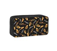 Hnnkloy Música para saxofón y trombón en Negro,Estuche de lápices de Gran Capacidad, portátil, para bolígrafos, Bolsa de papelería para la Escuela y la Oficina.