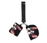 Hnnkloy Naturaleza del Boston Terrier,Bolso de muñeca para deportes al aire libre, monedero portátil, cartera de muñeca con llavero desmontable
