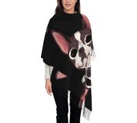 Hnnkloy Naturaleza del Boston Terrier,Bufanda grande de cachemira sintética para mujer, chal ligero con borlas, 197 x 72 cm