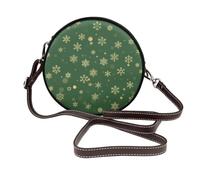 Hnnkloy Navidad con copos de nieve dorados,Bolso de hombro de piel sintética, bolso cruzado redondo - Bolso circular para mujer