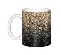 Hnnkloy Negro y brillo dorado,Taza de cerámica grande para café, ideal para cocina, restaurante, oficina o cafetería, 330 ml.