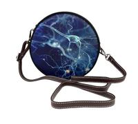 Hnnkloy Neurología de células cerebrales en 3D,Bolso de hombro de piel sintética, bolso cruzado redondo - Bolso circular para mujer