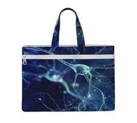 Hnnkloy Neurología de neuronas y células cerebrales en 3D,Bolsa de lona para documentos con cremallera, bolso de mano, maletín para la escuela y la oficina.