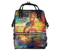 Hnnkloy Nota musical impresa en madera colorida.Mochila de maternidad de gran capacidad, bolso cambiador, mochila de viaje para actividades al aire libre.