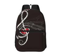 Hnnkloy Notas musicales de amor,Mochila informal de 17 pulgadas con bolsillos, resistente al agua, para la escuela.