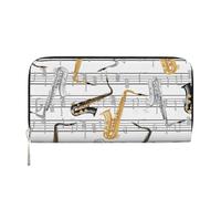 Hnnkloy Notas Musicales Saxofones,Carteras de Cuero PU de Gran Capacidad para Hombres y Mujeres.