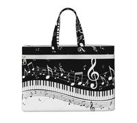Hnnkloy Notas musicales voladoras Teclas de piano musicales,Bolsa de lona para documentos con cremallera, bolso de mano, maletín para la escuela y la oficina.
