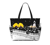 Hnnkloy Notas musicales voladoras Teclas de piano musicales,Bolso de playa de gran capacidad, bolso de hombro de viaje para mujer, bolso de mano impermeable.