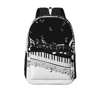 Hnnkloy Notas musicales voladoras Teclas de piano musicales,Mochila informal de 17 pulgadas con bolsillos, resistente al agua, para la escuela.