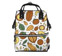 Hnnkloy Nueces y semillas estilo garabato.Mochila de maternidad de gran capacidad, bolso cambiador, mochila de viaje para actividades al aire libre.