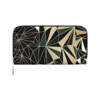 Hnnkloy Nuevo patrón geométrico Art Déco Verde Esmeralda y Dorado,Carteras de Cuero PU de Gran Capacidad para Hombres y Mujeres.