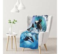 Hnnkloy Ola de orcas asesinas,Manta Suave para sofá Cama, cálida, antipilling, de Franela Afelpada, 76 x 102 cm.
