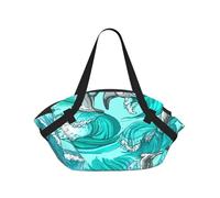 Hnnkloy Olas Boceto Gaviota Pájaros,Esterilla de Camping portátil, Manta de Picnic Plegable Multifuncional Que también Sirve como Bolsa de Camping para Viajes.