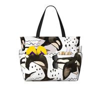 Hnnkloy Orcas de acuarela,Bolso de playa de gran capacidad, bolso de hombro de viaje para mujer, bolso de mano impermeable.