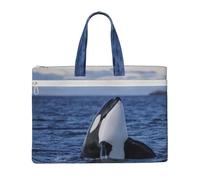 Hnnkloy Orcas orcas,Bolsa de lona para documentos con cremallera, bolso de mano, maletín para la escuela y la oficina.