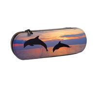 Hnnkloy Organizador de Estuche de Cuero para Almacenamiento de papelería, Lindo delfín Impreso