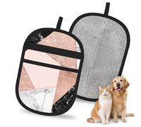 Hnnkloy Oro Rosa Brillante mármol Blanco y Negro geométrico, Paquete de 2 Guantes para Eliminar el Pelo de Mascotas, Guantes de Aseo antiestáticos para Perros y Gatos.