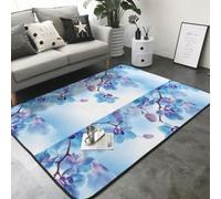 Hnnkloy Orquídeas Flores Naturales, Alfombra Grande Antideslizante para Sala de Estar o Dormitorio, 208 x 148 cm.