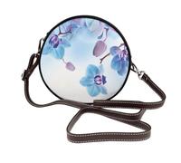 Hnnkloy Orquídeas Flores Naturales,Bolso de hombro de piel sintética, bolso cruzado redondo - Bolso circular para mujer