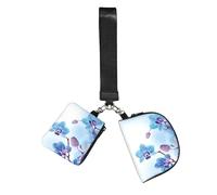 Hnnkloy Orquídeas Flores Naturales,Bolso de muñeca para deportes al aire libre, monedero portátil, cartera de muñeca con llavero desmontable