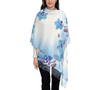 Hnnkloy Orquídeas Flores Naturales,Bufanda grande de cachemira sintética para mujer, chal ligero con borlas, 197 x 72 cm