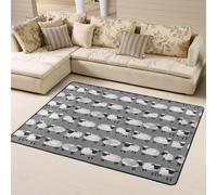 Hnnkloy Ovejas Niños Grises Género Neutro Animales de Granja, Alfombra Grande Antideslizante para Sala de Estar o Dormitorio, 160 x 120 cm.