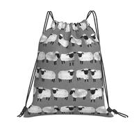 Hnnkloy Ovejas Niños Grises Género Neutro Animales de Granja,Mochila con cordón unisex, bolsa deportiva para gimnasio, mochila informal para el día a día.
