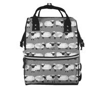 Hnnkloy Ovejas Niños Grises Género Neutro Animales de Granja.Mochila de maternidad de gran capacidad, bolso cambiador, mochila de viaje para actividades al aire libre.