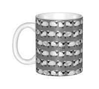 Hnnkloy Ovejas Niños Grises Género Neutro Animales de Granja,Taza de cerámica grande para café, ideal para cocina, restaurante, oficina o cafetería, 330 ml.