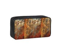 Hnnkloy Óxido marrón Metal Colorido Oxidado,Estuche de lápices de Gran Capacidad, portátil, para bolígrafos, Bolsa de papelería para la Escuela y la Oficina.
