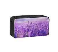 Hnnkloy Paisaje Morado con Flores de Lavanda,Estuche de lápices de Gran Capacidad, portátil, para bolígrafos, Bolsa de papelería para la Escuela y la Oficina.