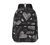 Hnnkloy Palabras de amor escritas a mano con corazones,Mochila informal de 17 pulgadas con bolsillos, resistente al agua, para la escuela.
