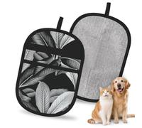Hnnkloy Palma en Palma Blanco y Negro, Paquete de 2 Guantes para Eliminar el Pelo de Mascotas, Guantes de Aseo antiestáticos para Perros y Gatos.