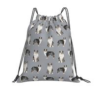 Hnnkloy Pastor australiano azul merle perro gris simple,Mochila con cordón unisex, bolsa deportiva para gimnasio, mochila informal para el día a día.