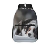 Hnnkloy Pastor australiano de invierno blanco como la nieve, perros grises,Mochila informal de 17 pulgadas con bolsillos, resistente al agua, para la escuela.