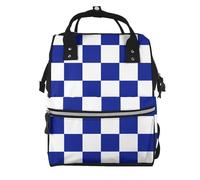 Hnnkloy Patrón a cuadros azules y blancos.Mochila de maternidad de gran capacidad, bolso cambiador, mochila de viaje para actividades al aire libre.