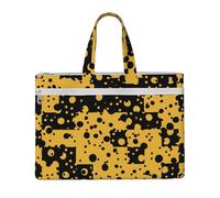 Hnnkloy Patrón abstracto negro y amarillo,Bolsa de lona para documentos con cremallera, bolso de mano, maletín para la escuela y la oficina.