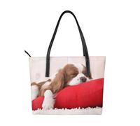 Hnnkloy Patrón Cavalier King Charles Spaniel,Bolso de mano de piel sintética, bolso tote de gran capacidad, bolso de hombro para mujer, ideal para el trabajo y los viajes.