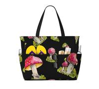 Hnnkloy Patrón de amanita muscaria roja,Bolso de playa de gran capacidad, bolso de hombro de viaje para mujer, bolso de mano impermeable.