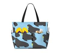 Hnnkloy Patrón de animal de morsa,Bolso de playa de gran capacidad, bolso de hombro de viaje para mujer, bolso de mano impermeable.