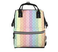 Hnnkloy Patrón de arcoíris con puntos.Mochila de maternidad de gran capacidad, bolso cambiador, mochila de viaje para actividades al aire libre.
