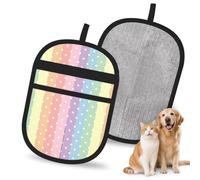 Hnnkloy Patrón de arcoíris con Puntos, Paquete de 2 Guantes para Eliminar el Pelo de Mascotas, Guantes de Aseo antiestáticos para Perros y Gatos.