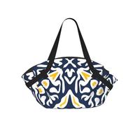 Hnnkloy Patrón de Azulejos mediterráneos Azul Marino y Amarillo,Esterilla de Camping portátil, Manta de Picnic Plegable Multifuncional Que también Sirve como Bolsa de Camping para Viajes.