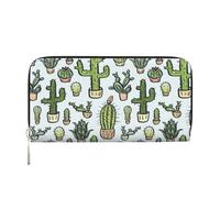 Hnnkloy Patrón de Cactus sobre Fondo Blanco,Carteras de Cuero PU de Gran Capacidad para Hombres y Mujeres.