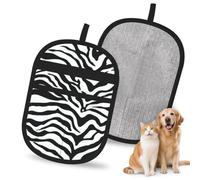 Hnnkloy Patrón de Cebra en Blanco y Negro, Paquete de 2 Guantes para Eliminar el Pelo de Mascotas, Guantes de Aseo antiestáticos para Perros y Gatos.