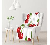 Hnnkloy Patrón de Cereza,Manta Suave para sofá Cama, cálida, antipilling, de Franela Afelpada, 76 x 102 cm.