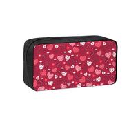 Hnnkloy Patrón de corazón de Amor para San Valentín,Estuche de lápices de Gran Capacidad, portátil, para bolígrafos, Bolsa de papelería para la Escuela y la Oficina.