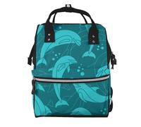 Hnnkloy Patrón de delfines.Mochila de maternidad de gran capacidad, bolso cambiador, mochila de viaje para actividades al aire libre.